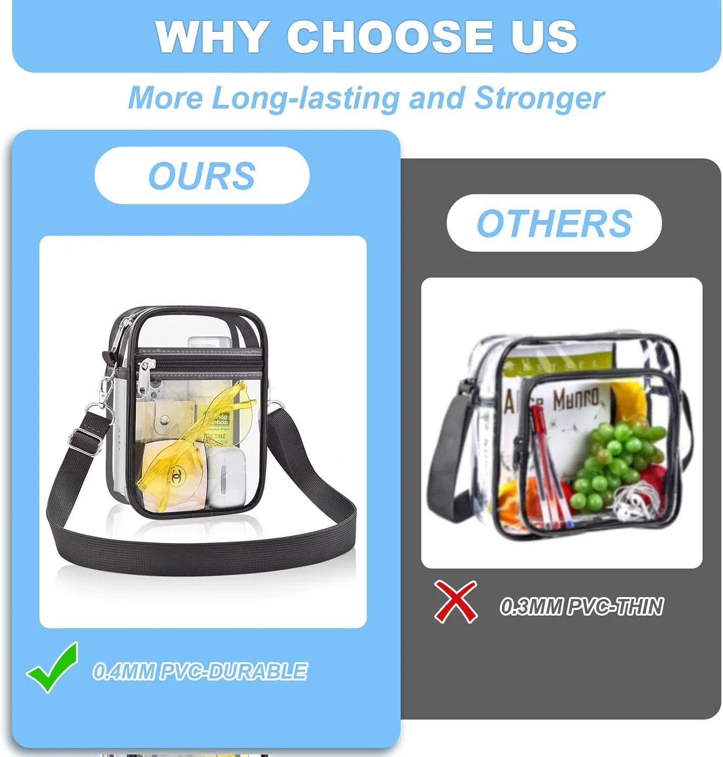 Clear Bag for Stadium Events - Small Purse, Mini Sport Fan Handbag for Concert, Work, Travel