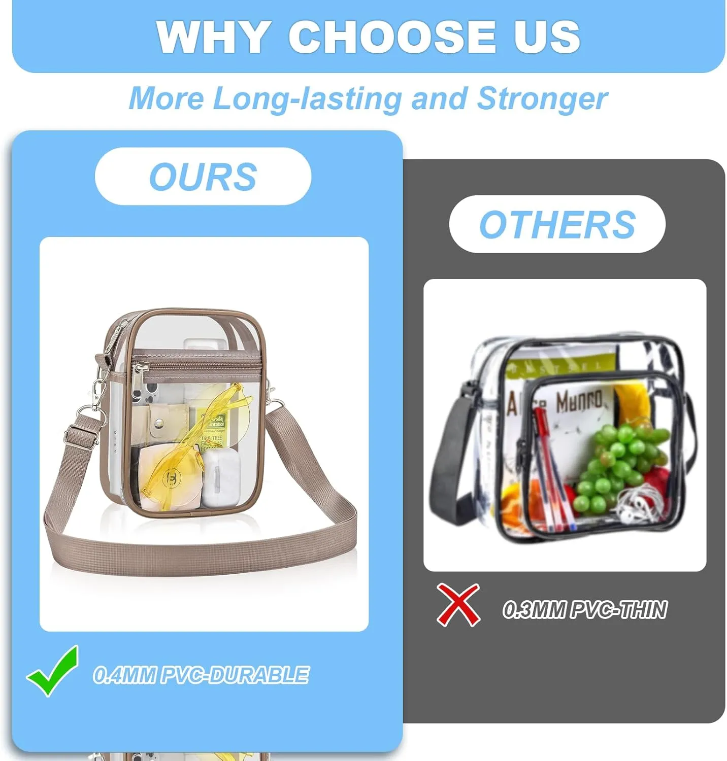 Clear Bag for Stadium Events - Small Purse, Mini Sport Fan Handbag for Concert, Work, Travel