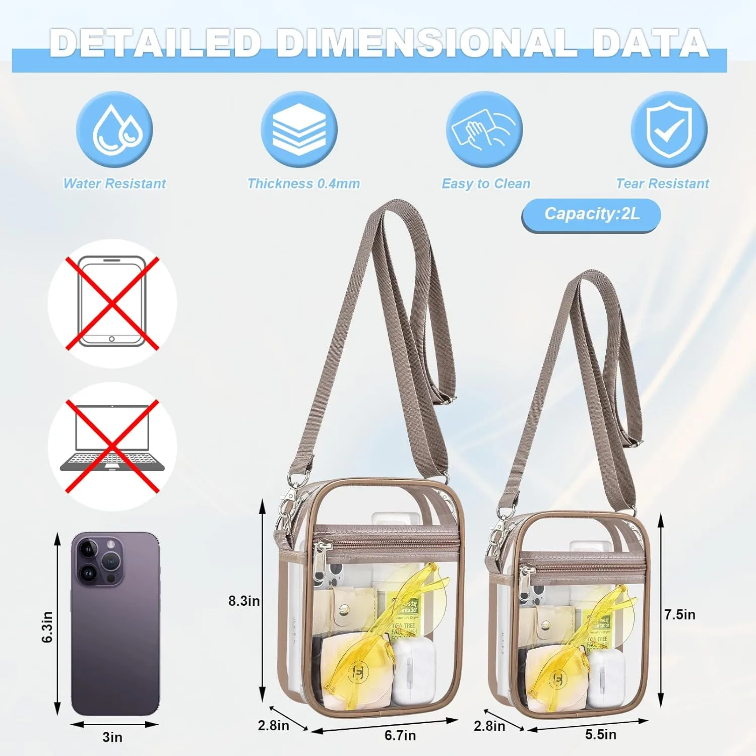 Clear Bag for Stadium Events - Small Purse, Mini Sport Fan Handbag for Concert, Work, Travel