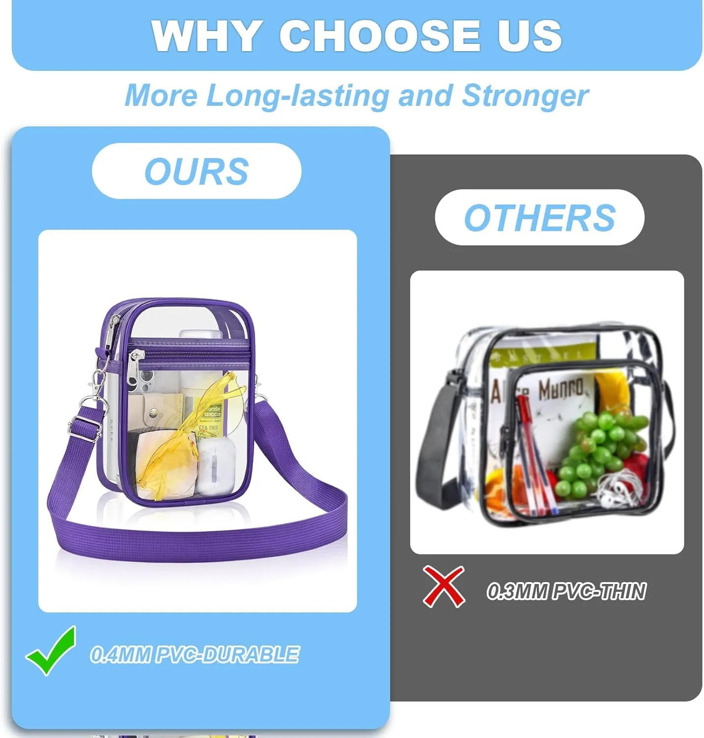 Clear Bag for Stadium Events - Small Purse, Mini Sport Fan Handbag for Concert, Work, Travel