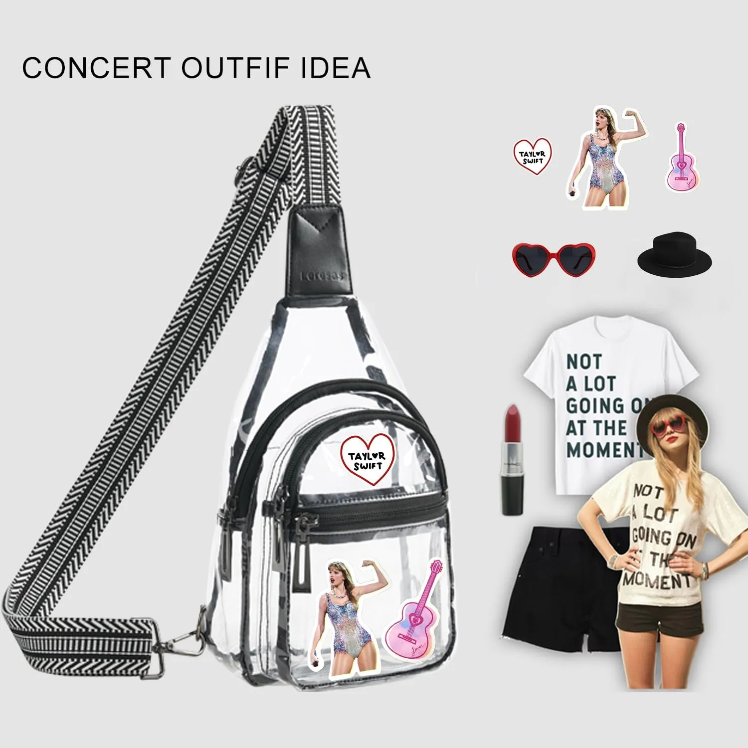 Clear Sling Bag - Stadium Approved Purse Backpack Crossbody Fanny Pack for Women & Men - Concert Events