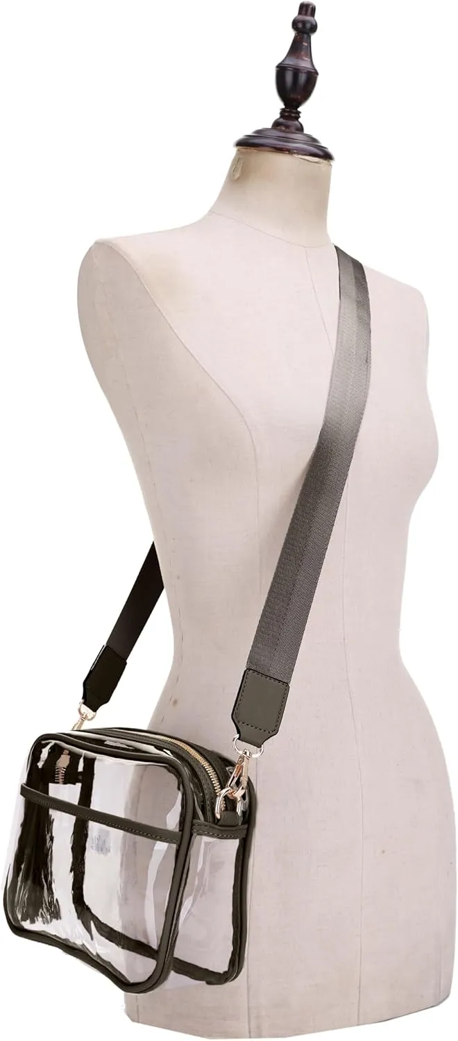 Clear Transparent Crossbody Bag for Stadium Approved Concert Events with Adjustable and Detachable Strap and Tassel