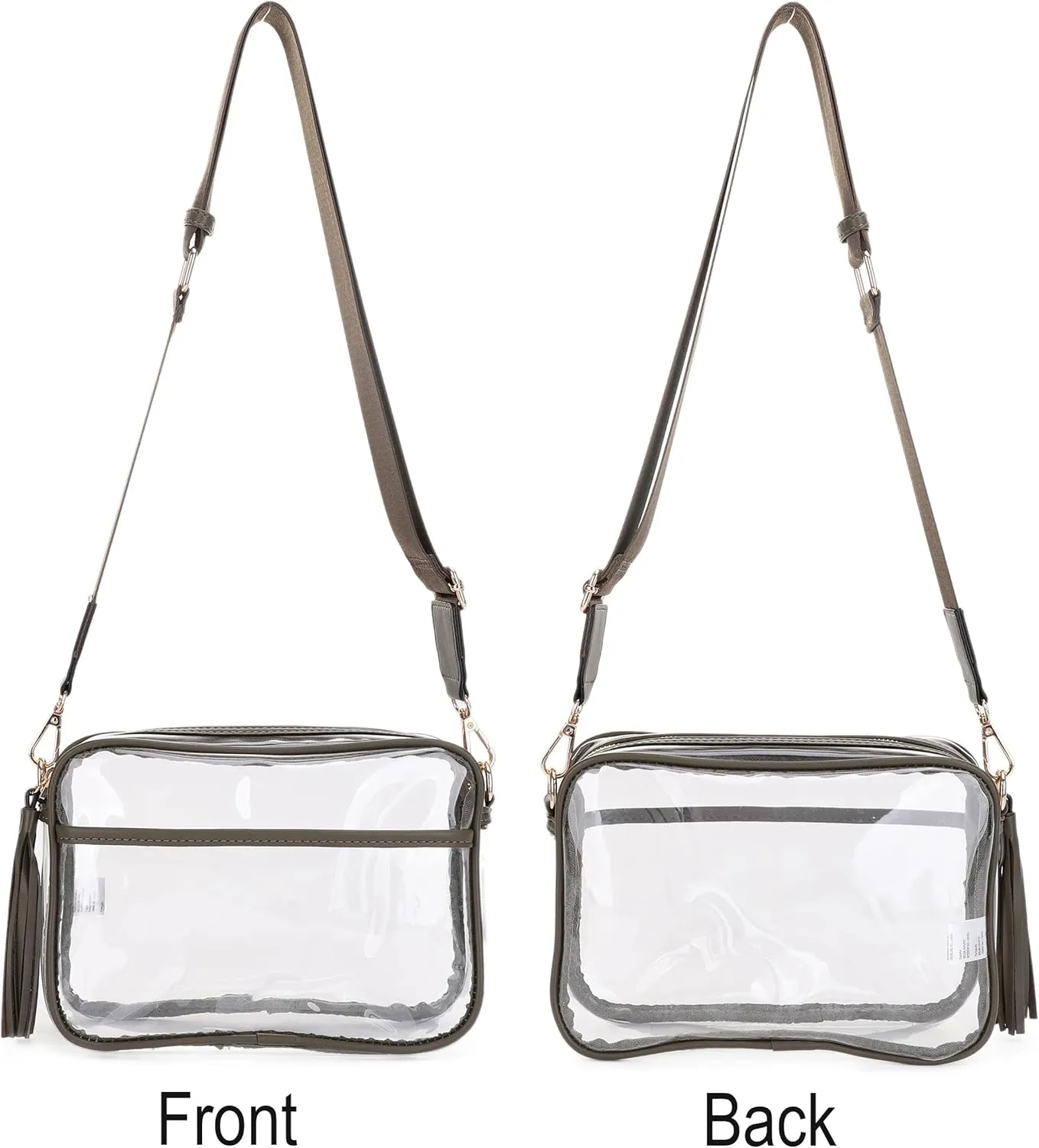 Clear Transparent Crossbody Bag for Stadium Approved Concert Events with Adjustable and Detachable Strap and Tassel