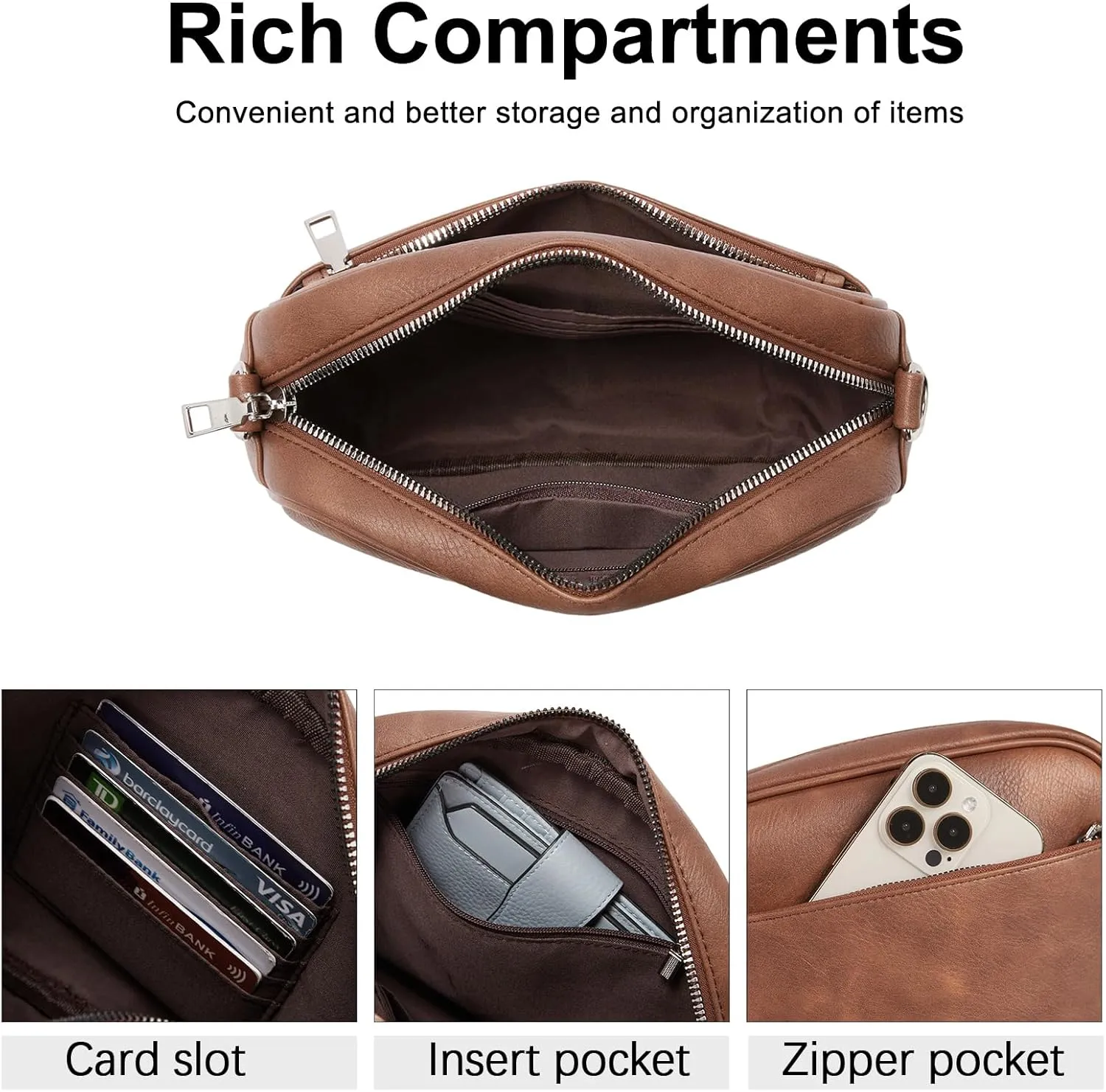 CLUCI Crossbody Bags for Women, Vegan Leather Shoulder Handbags，Purses for Women with Adjustable Wide Strap