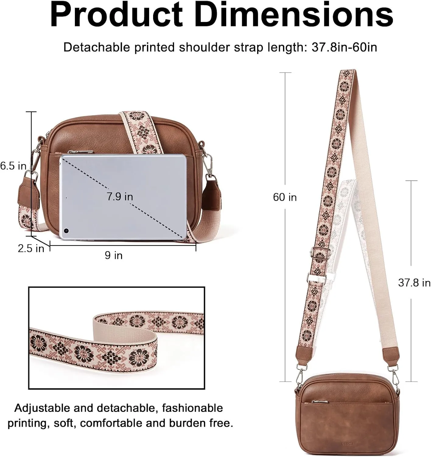 CLUCI Crossbody Bags for Women, Vegan Leather Shoulder Handbags，Purses for Women with Adjustable Wide Strap