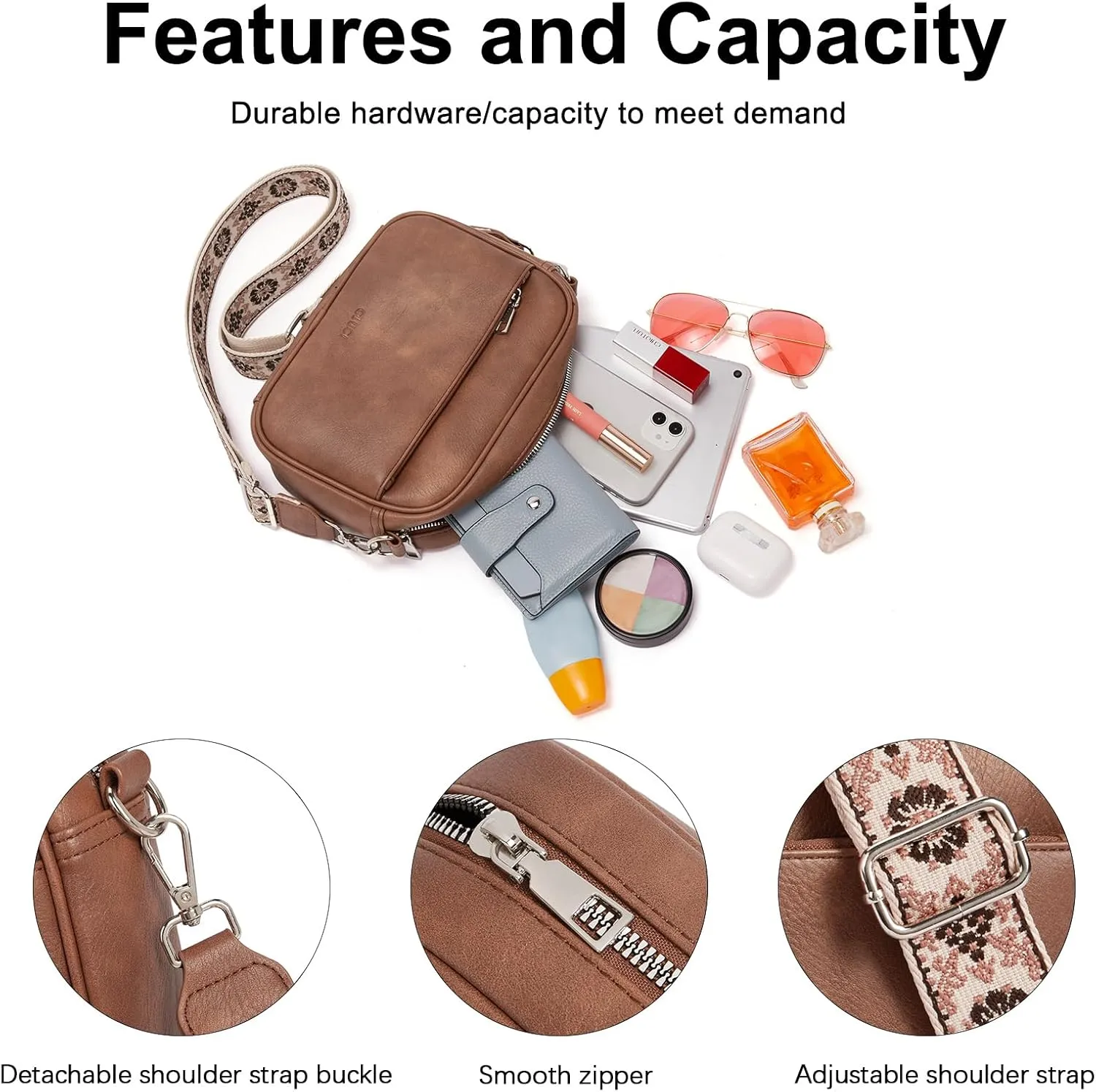 CLUCI Crossbody Bags for Women, Vegan Leather Shoulder Handbags，Purses for Women with Adjustable Wide Strap