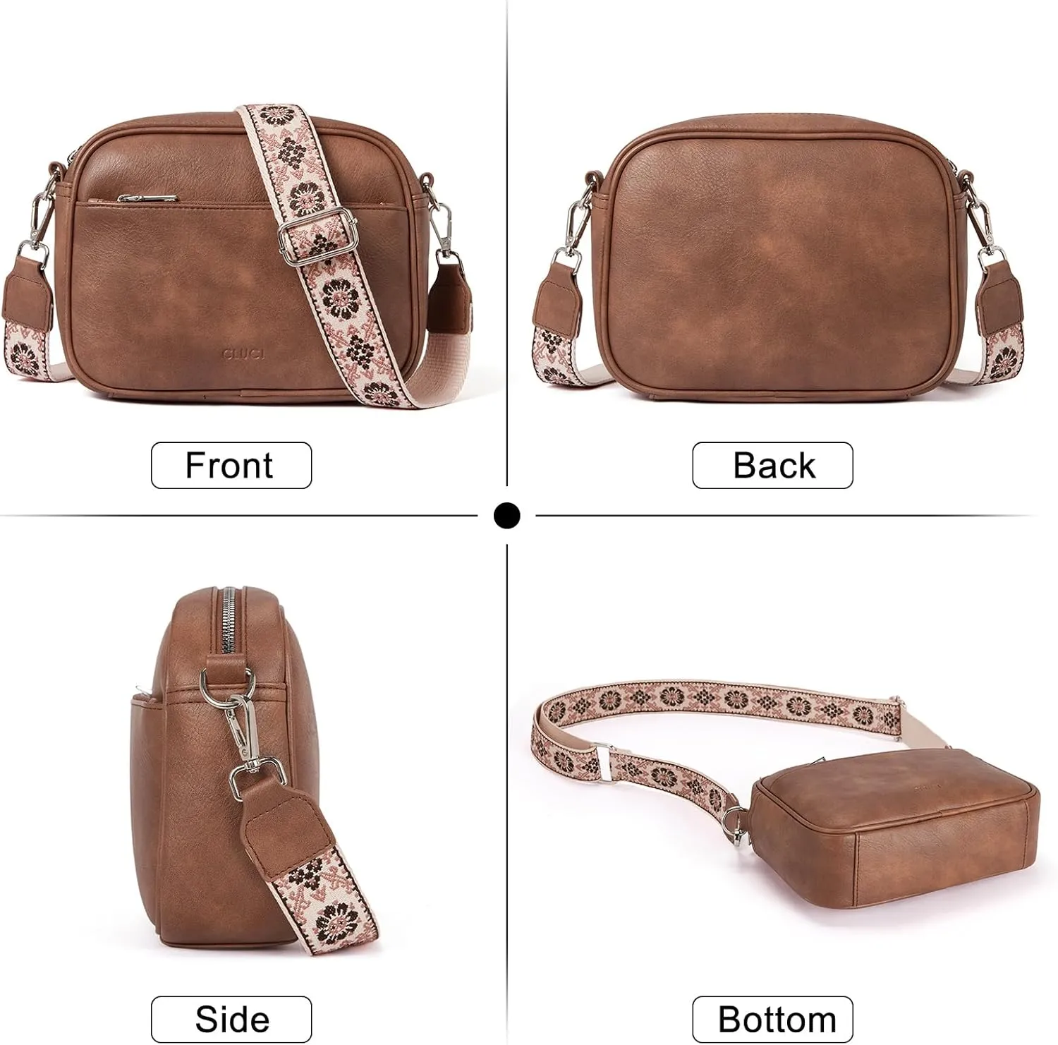 CLUCI Crossbody Bags for Women, Vegan Leather Shoulder Handbags，Purses for Women with Adjustable Wide Strap