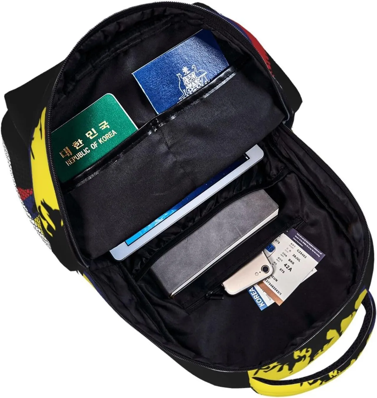 Colombia Flag Lips Colombian Kiss Casual Backpack Travel Pack Bag Laptop Backpacks With Side Pockets Front Zipper Pockets Bookpack Daypack Picnic Rucksack Computer Bag