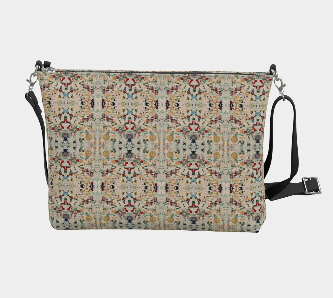 “Colours of Ice” Vegan Leather Crossbody Purse (Beige, Multi)