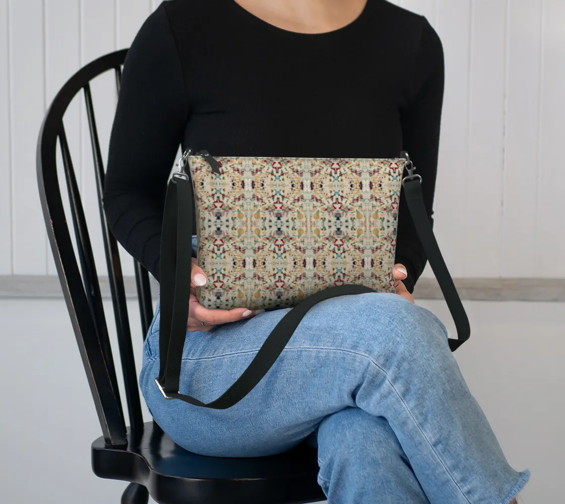 “Colours of Ice” Vegan Leather Crossbody Purse (Beige, Multi)