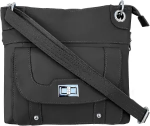 Concealed Carry Gun Purse - Twist Lock Pocket Crossbody Bag by Roma Leathers (Black)
