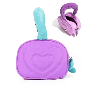 Contrast Color Love Makeup Bag Love Handbag Women's Large Capacity Makeup Bag Cute Fashion Casual Bag (Purple)
