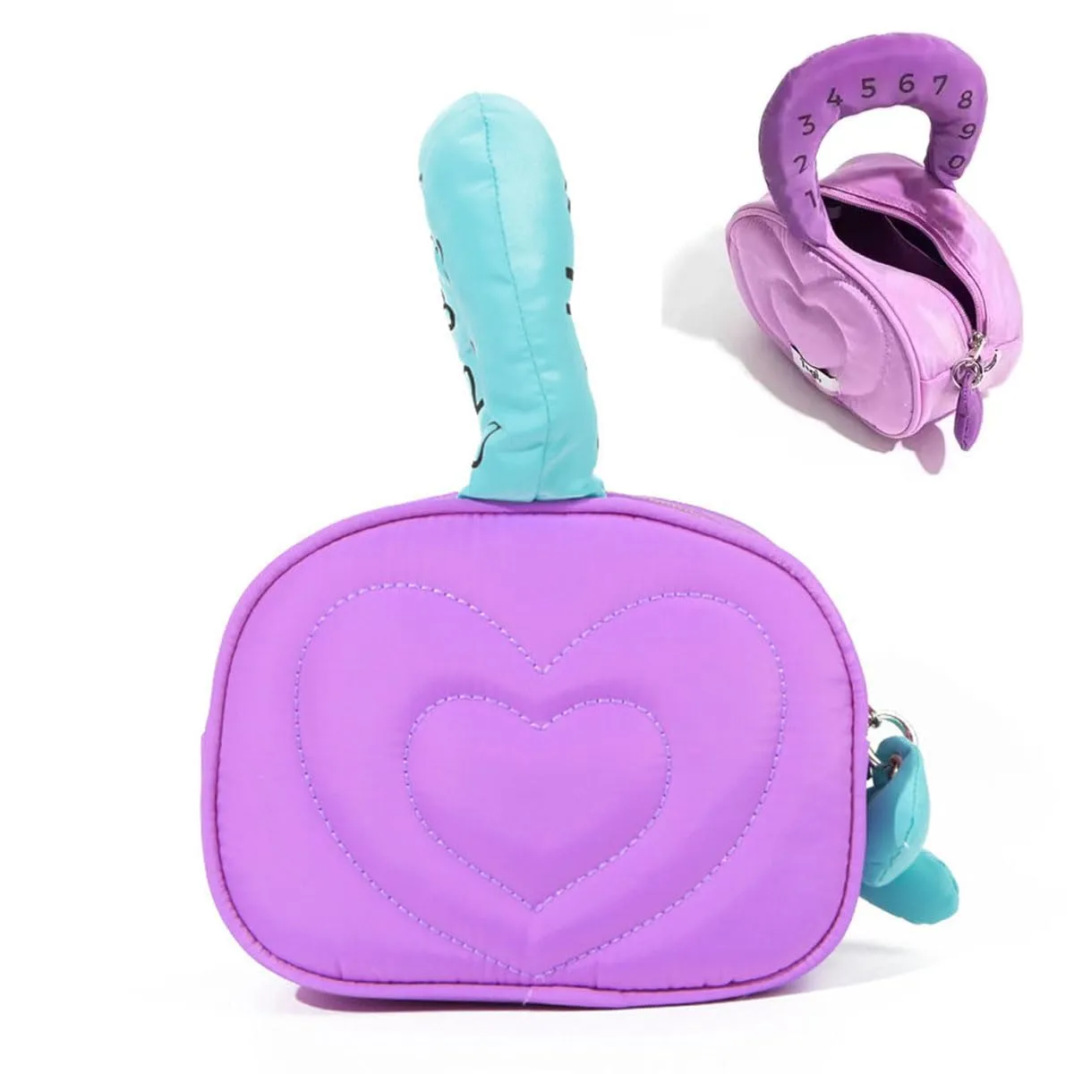 Contrast Color Love Makeup Bag Love Handbag Women's Large Capacity Makeup Bag Cute Fashion Casual Bag (Purple)