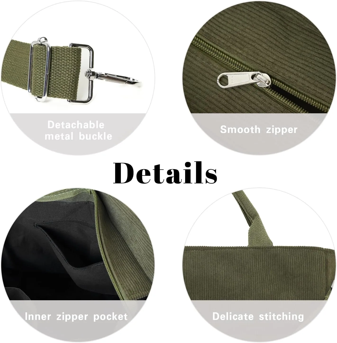 Corduroy Tote Bag for Women Large Crossbody Bags Shoulder Tote Bag with Multi Pockets Satchel Bags Handbag for Work