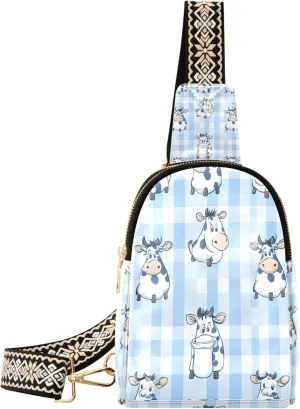 Cow Diagram Crossbody Bag for Men and Women, Adjustable Shoulder Strap Sling Bag, Fanny Pack Sling Backpack Suitable for Outdoor, Running, Travelling