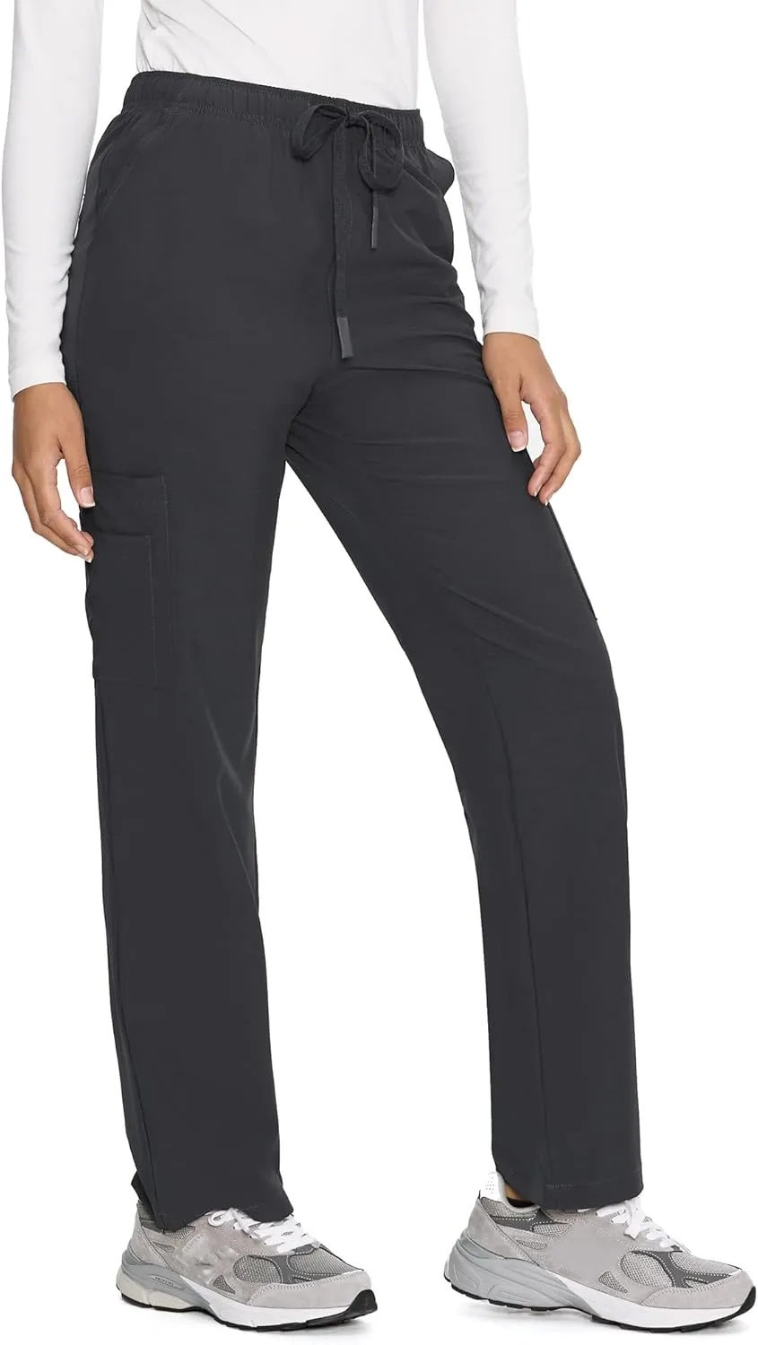 COZYFIT Straight Leg Scrub Pants for Women, Drawstring Soft Stretch, Anti-Wrinkle Women's Scrub Pants with 6 Pockets