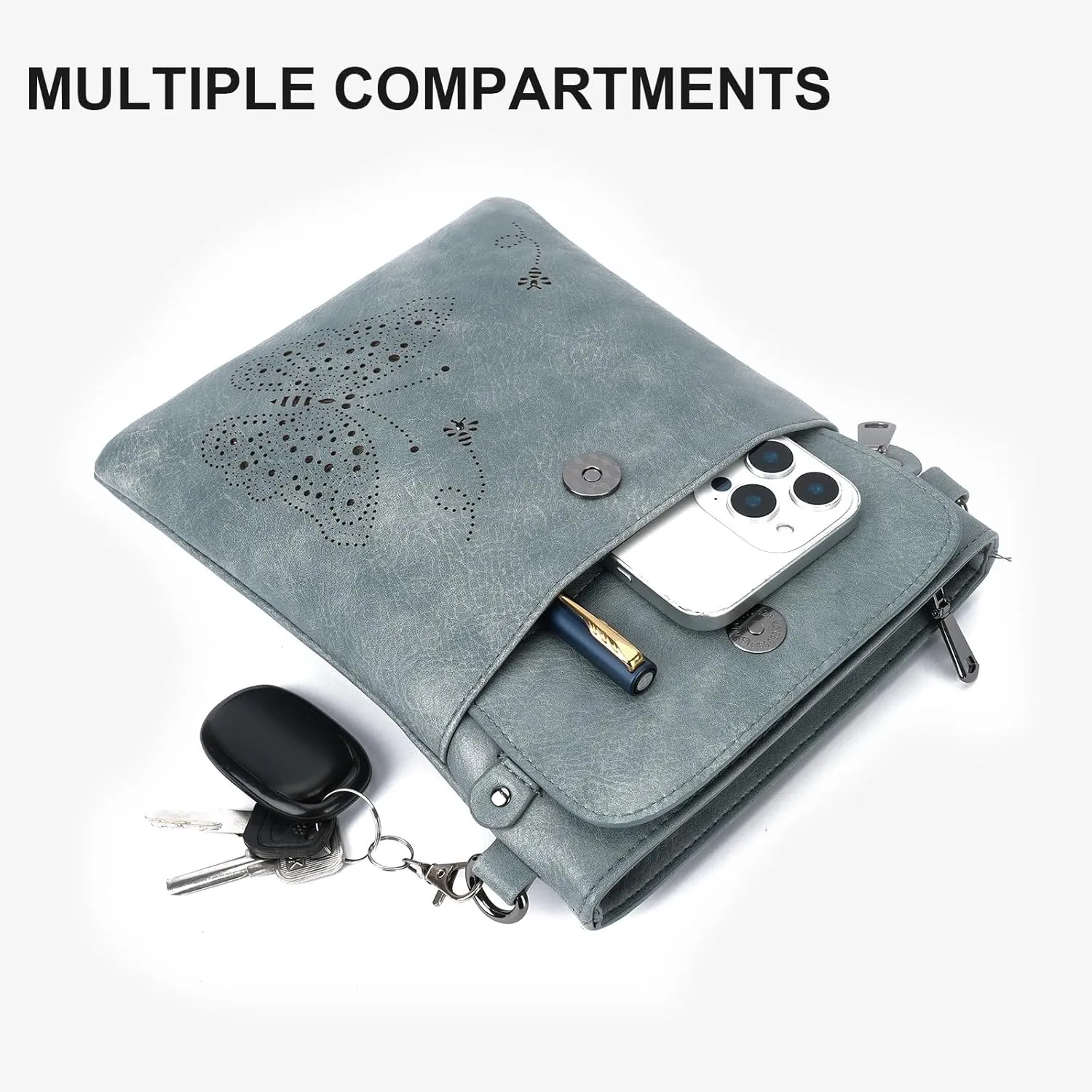 Crossbody Bag for women, Vegan Leathe Cross body Purse with Adjustable Strap, Multi Pocket Shoulder Handbag