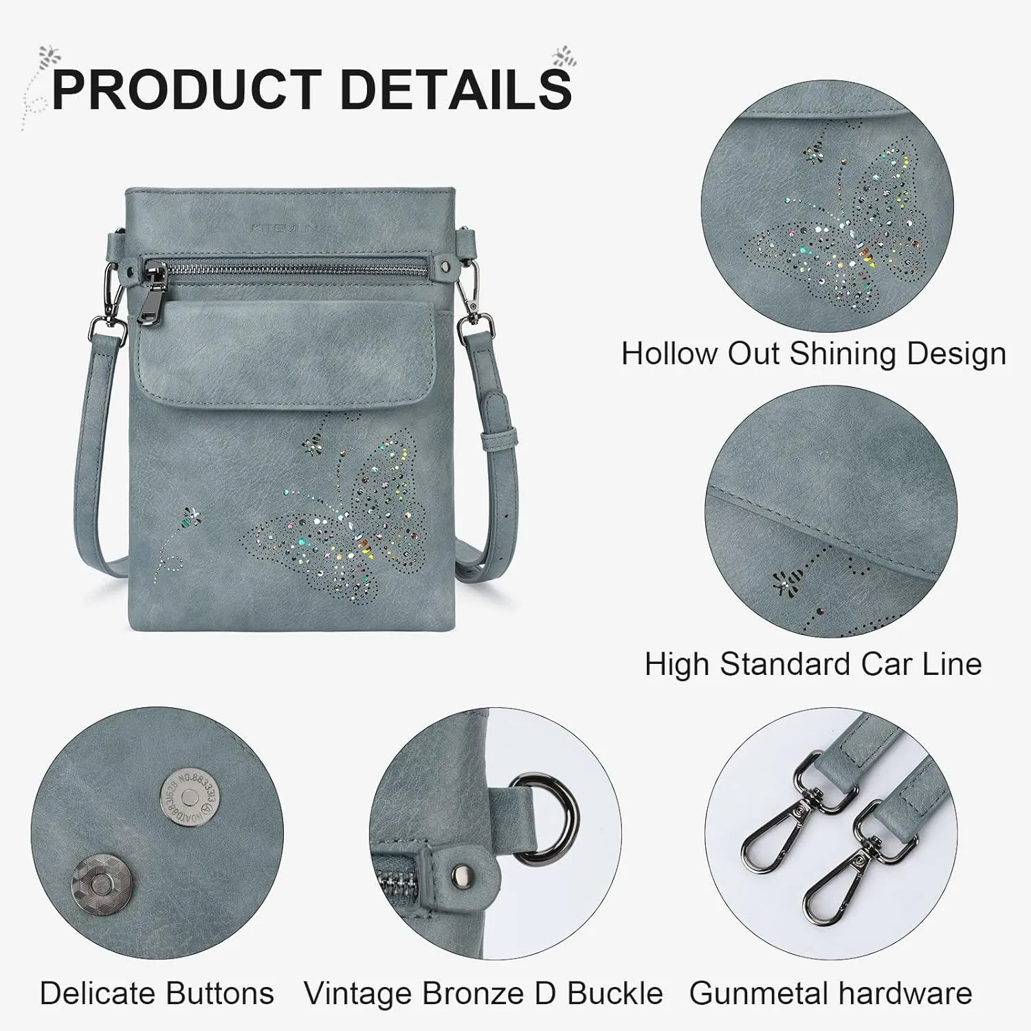 Crossbody Bag for women, Vegan Leathe Cross body Purse with Adjustable Strap, Multi Pocket Shoulder Handbag
