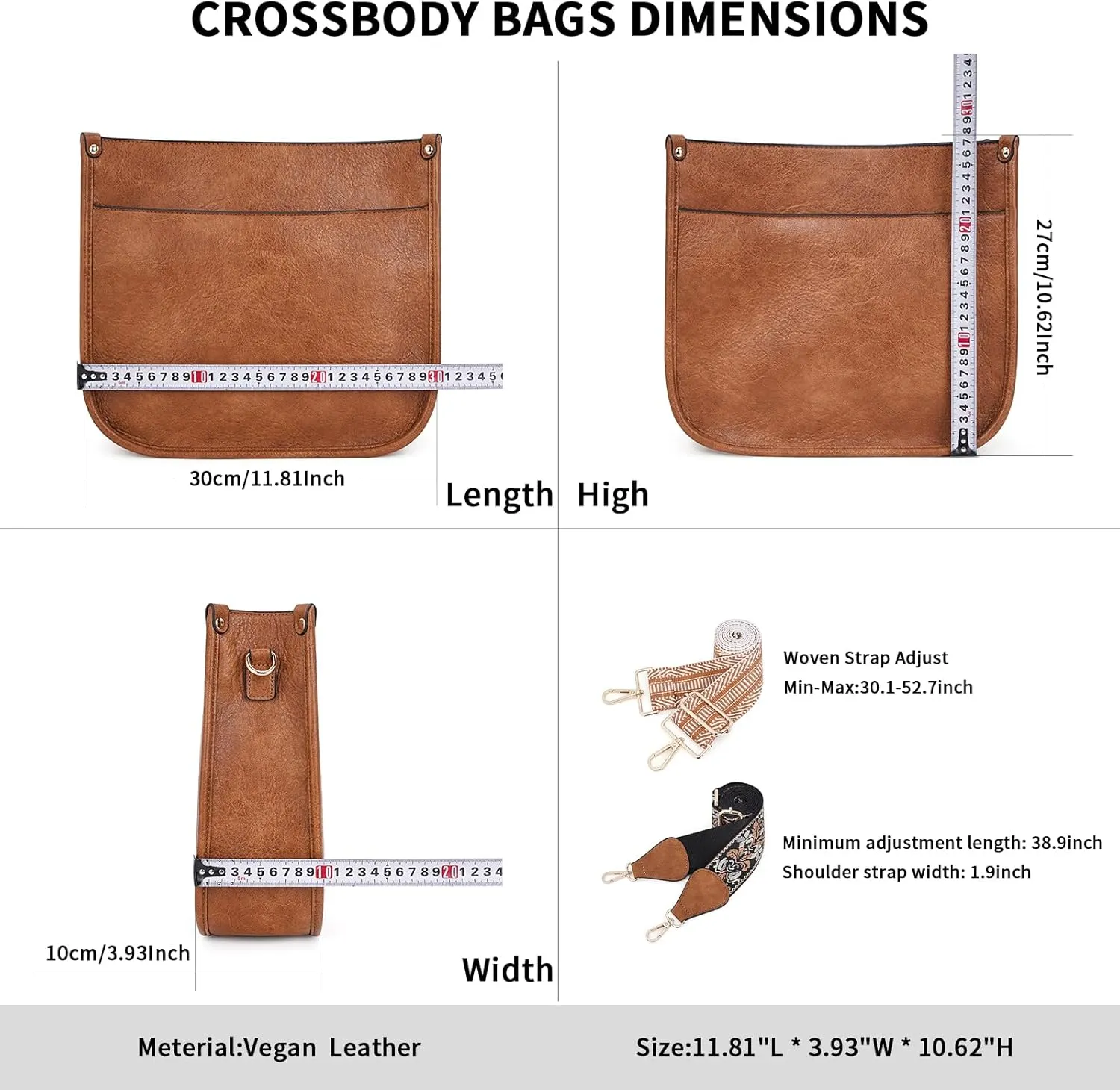 Crossbody Bag Women Vegan Leather Hobo Handbag Trendy Crossbody Shoulder Bag Purses For Women with 2 Adjustable Strap