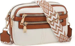 Crossbody Bags for Women, 6-Pockets Purses for Women, Vegan Leather Handbags Shoulder Bag for Travel Shopping
