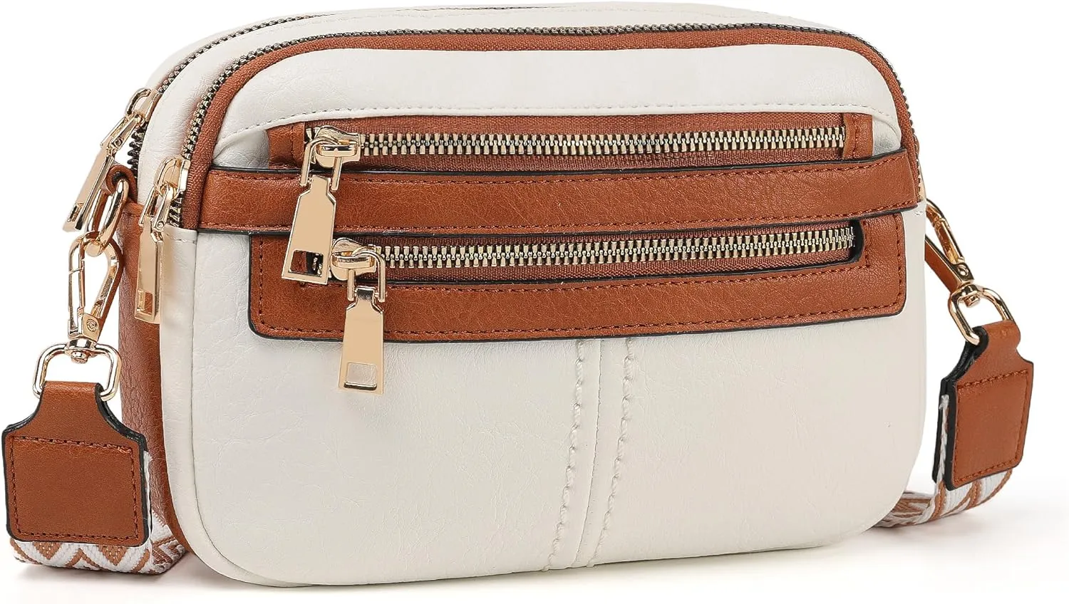 Crossbody Bags for Women, 6-Pockets Purses for Women, Vegan Leather Handbags Shoulder Bag for Travel Shopping