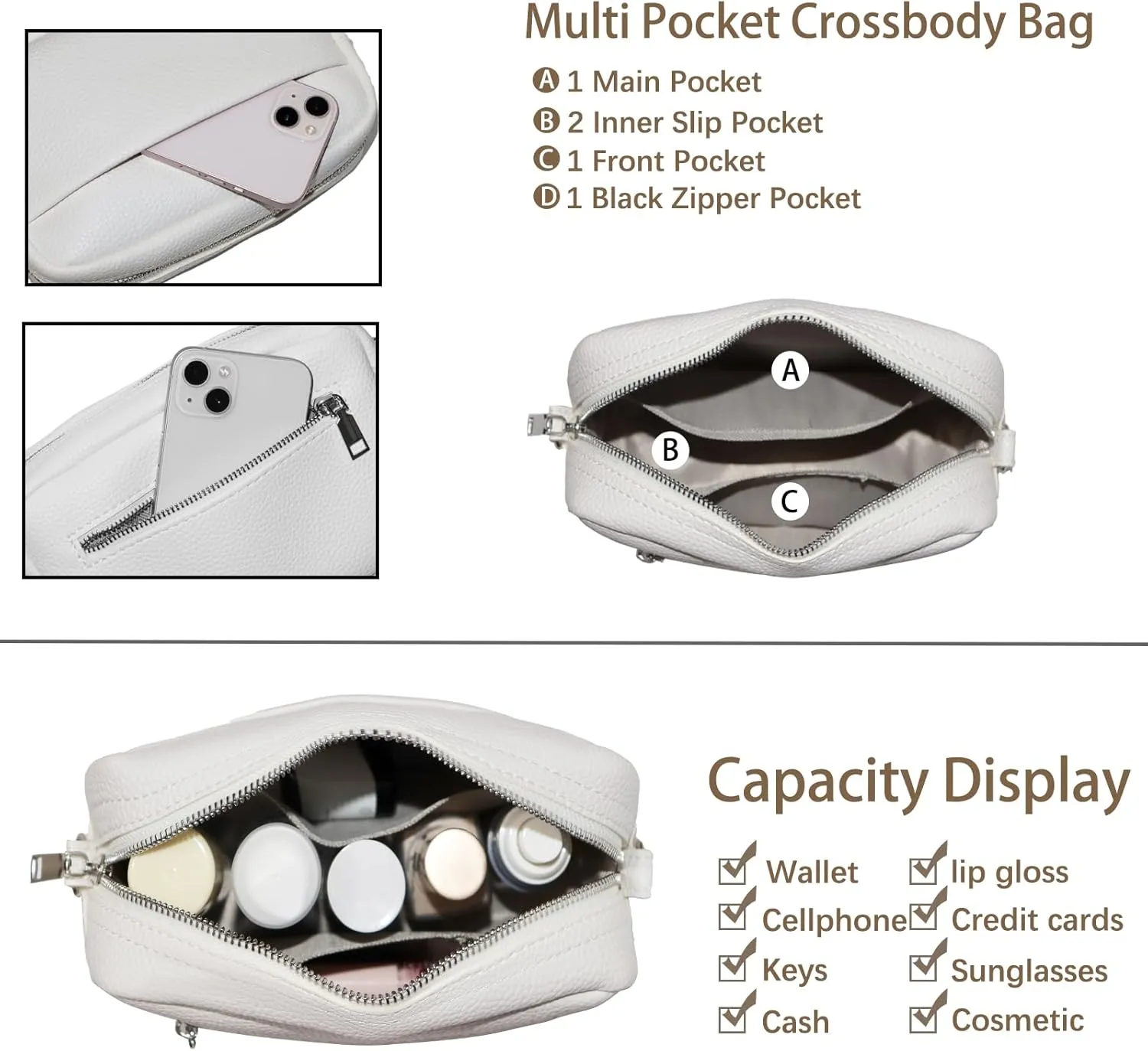 Crossbody Bags for Women-Multi-Pocket Handbag with Adjustable Shoulder Strap small purse for Long Wear Women Wallet