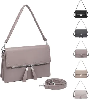 Crossbody Bags for Women - PU Leather Tote Shoulder Camera Clutch with Adjustable Strap (Khaki)
