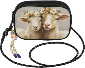Crossbody Bags Sheep Garland Vintage Cute for Women Cell Phone Purses Women's Shoulder Handbags Wallet Purse with Adjustable Strap