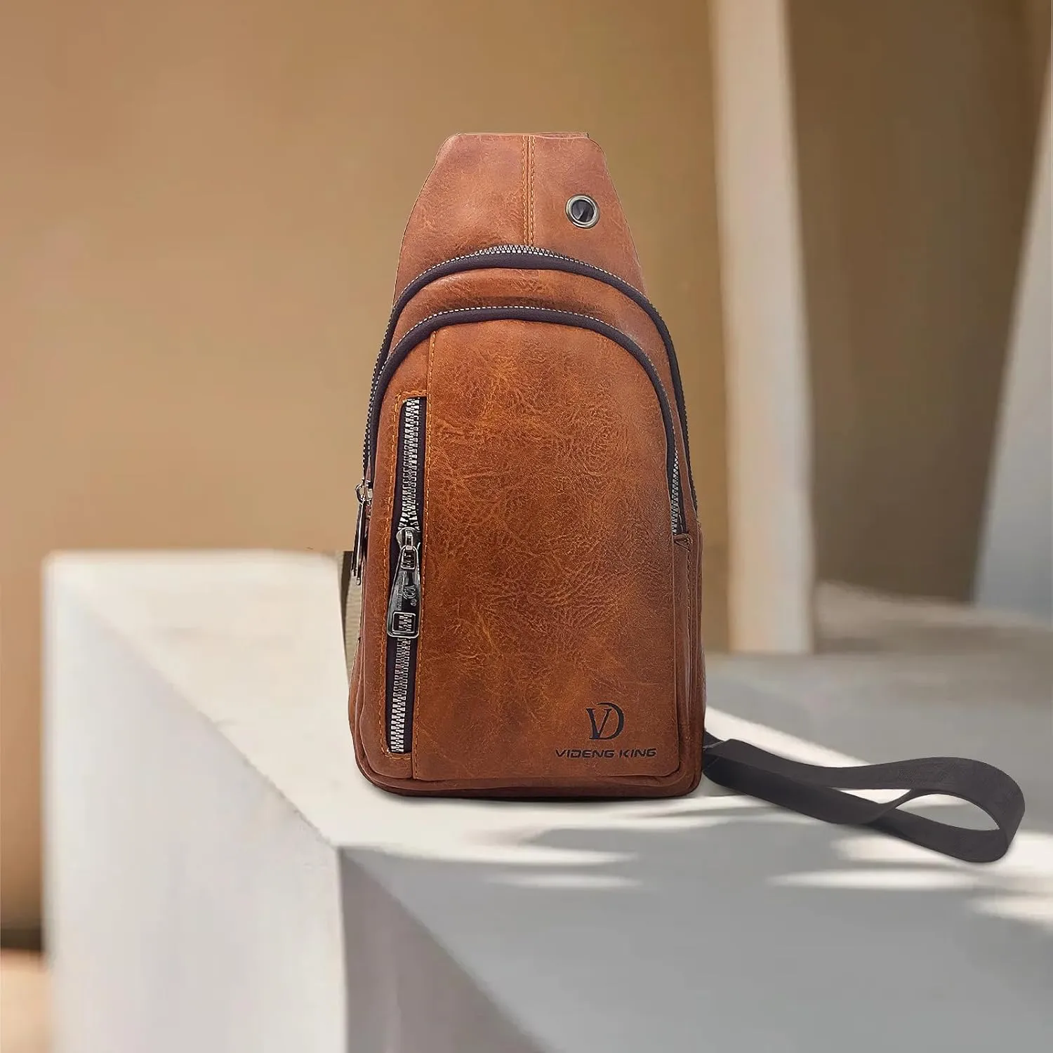 Crossbody Bags Sling Backpack?Multipurpose Cross body Shoulder Bag for Men and Women Chest Bag Travel Hiking Daypack - Brown