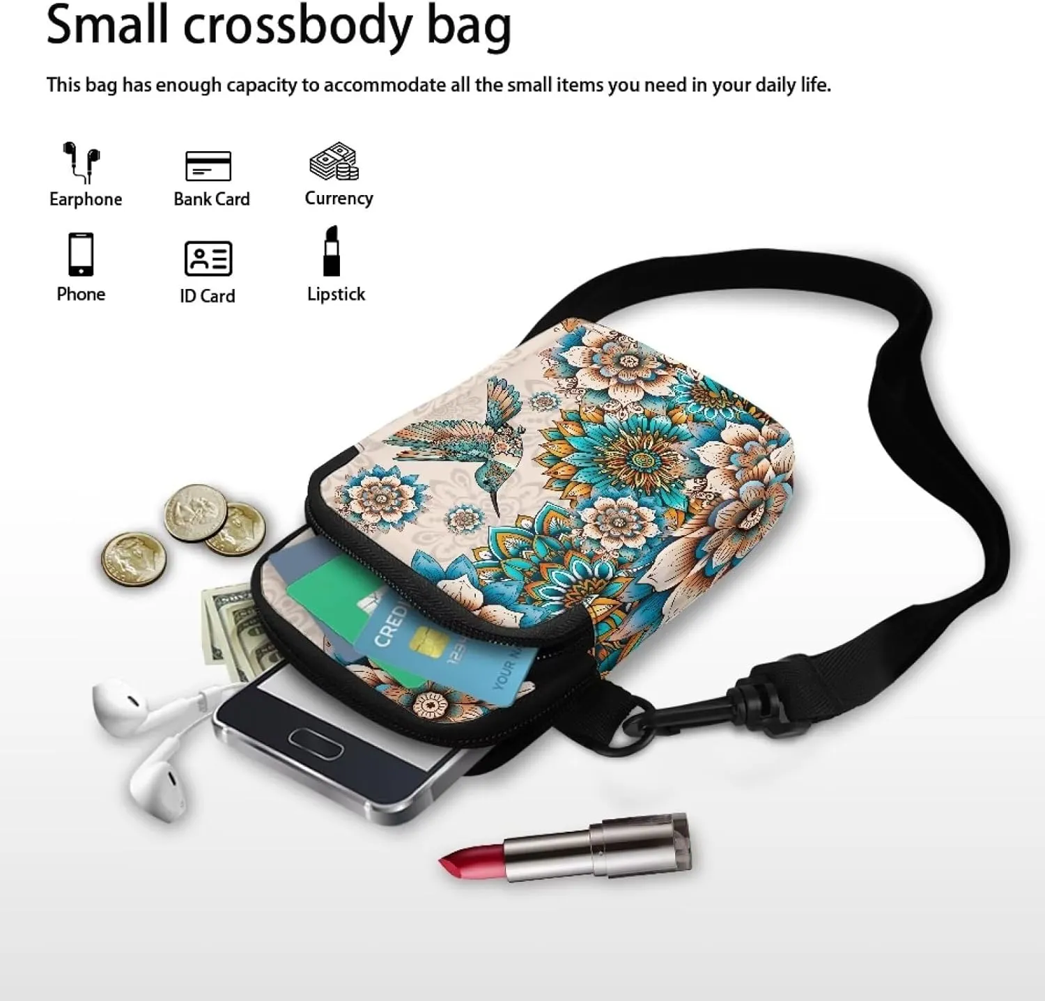 Crossbody Cell Phoen Bag Purse for Women Girls Lightweight Wallet Clutch Shoulder Bag