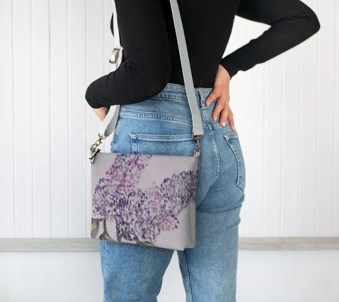 Crossbody Purse Lilac Vegan leather Easy-to-install Customizable