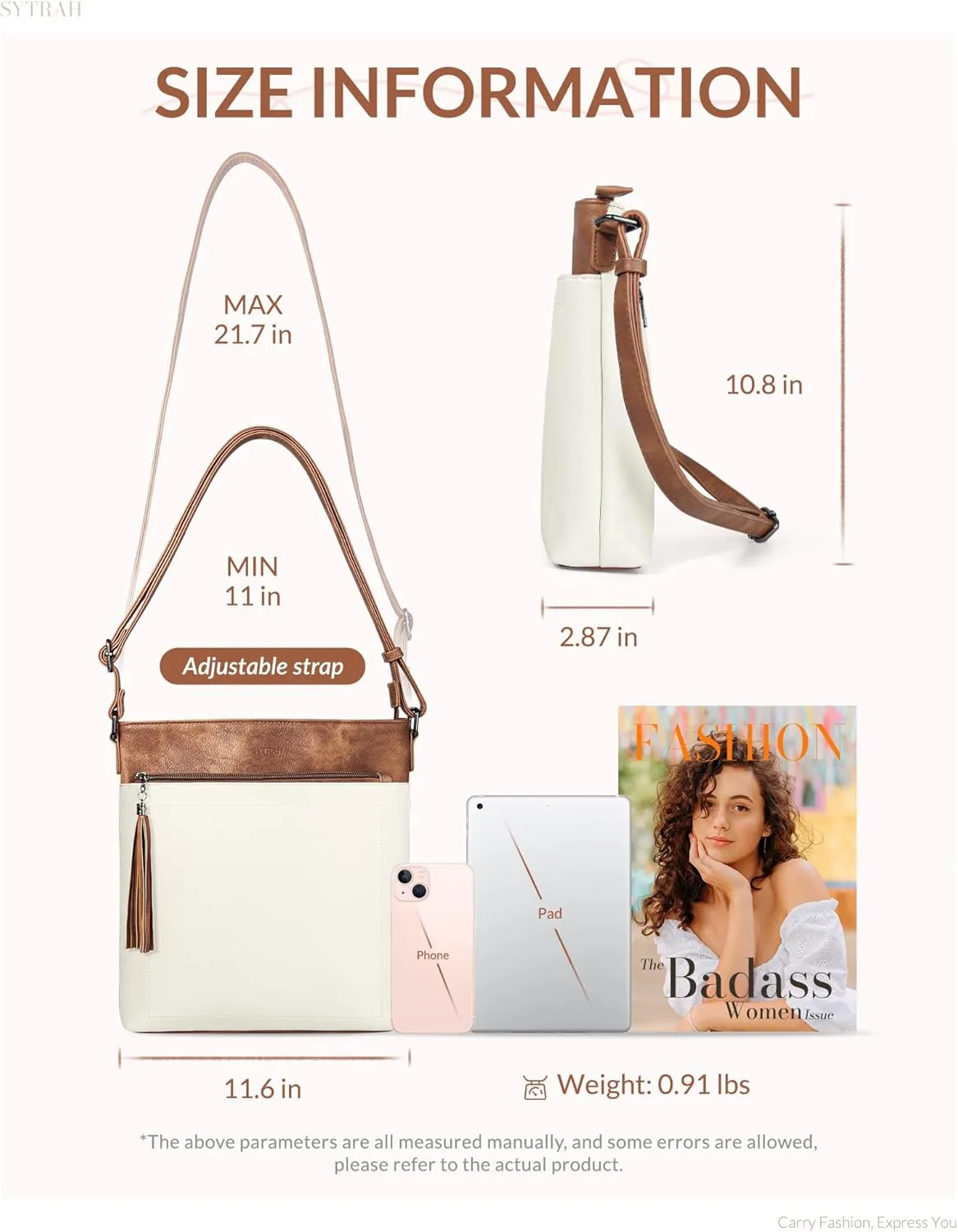 Crossbody Purses for Women, Premium Vagan Leather Crossbody Bag, Adjustable Strap Lightweight Shoulder Bag with Tassel