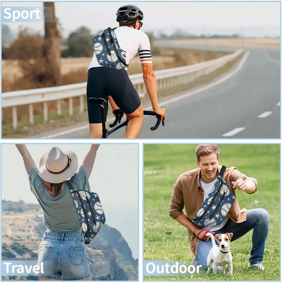 Crossbody Sling Bag for Women Men Baseball Star Lightweight Travel Essentials Chest Bag Waterproof Sling Backpack and Cross Body Bag for Daily Use