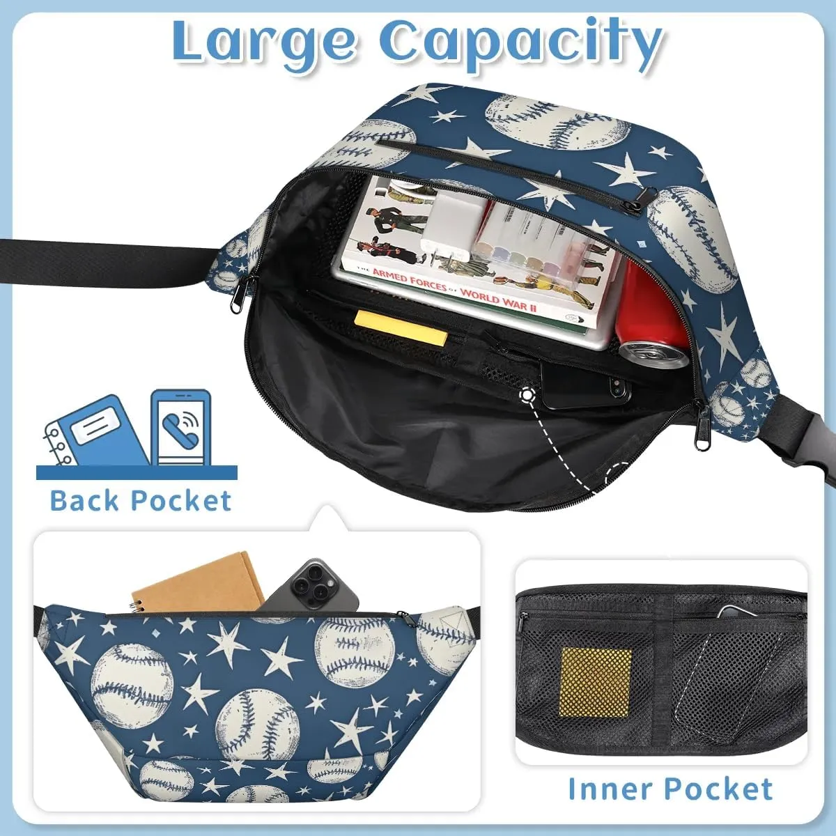 Crossbody Sling Bag for Women Men Baseball Star Lightweight Travel Essentials Chest Bag Waterproof Sling Backpack and Cross Body Bag for Daily Use