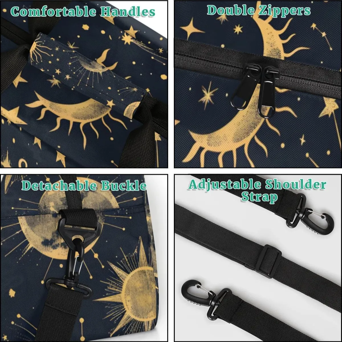 Custom-Duffel-Bag for-Kids-Boys-Girls Travel-Bag for Traveling-Girls-Women Small-Gym-Bag Dance-Bag Kids Moon Sun-Luggage-Bag