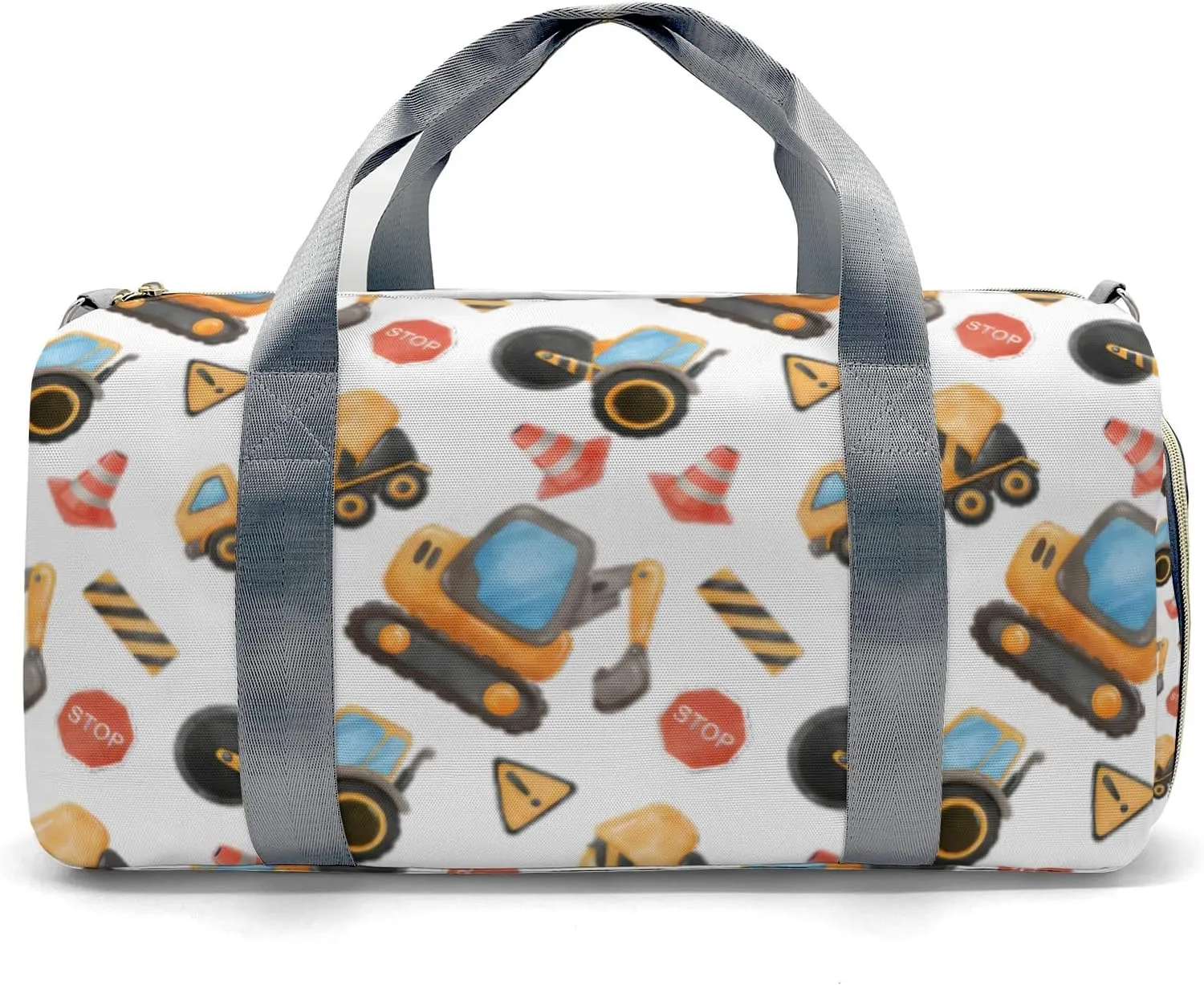 Custom Kids Cute Construction Trucks Duffel Overnight Dance Bag for Girls Personalized Dance Duffle Bag for Women Girls Customized Kids Gifts