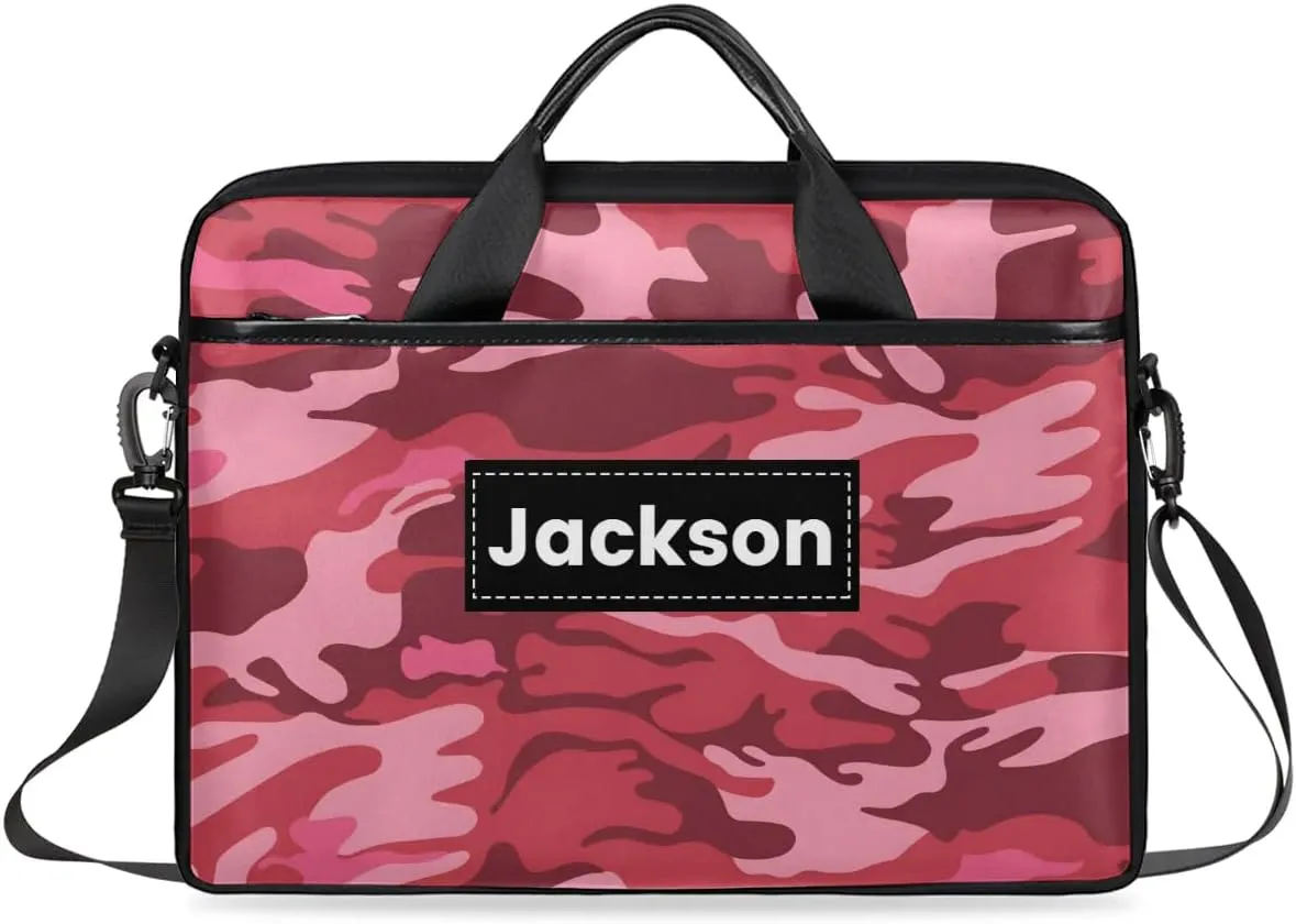 Custom Name Camouflage Laptop Bags for Men Women, Personalized Text Laptop Case Computer Bags for Work, 15 Inch