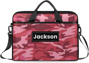Custom Name Camouflage Laptop Bags for Men Women, Personalized Text Laptop Case Computer Bags for Work, 15 Inch