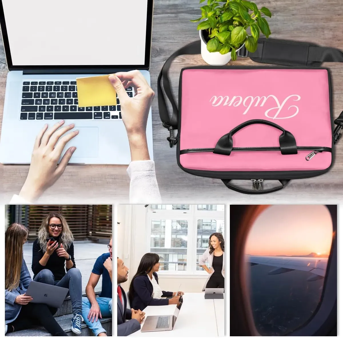 Custom Name Laptop Bags for Women Men, Personalized Text Laptop Case Shoulder Bag,Computer Bags for Work