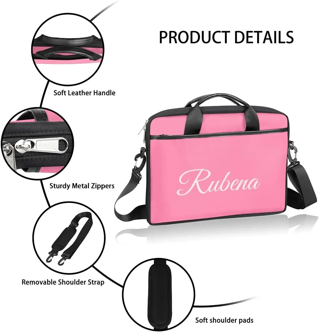 Custom Name Laptop Bags for Women Men, Personalized Text Laptop Case Shoulder Bag,Computer Bags for Work