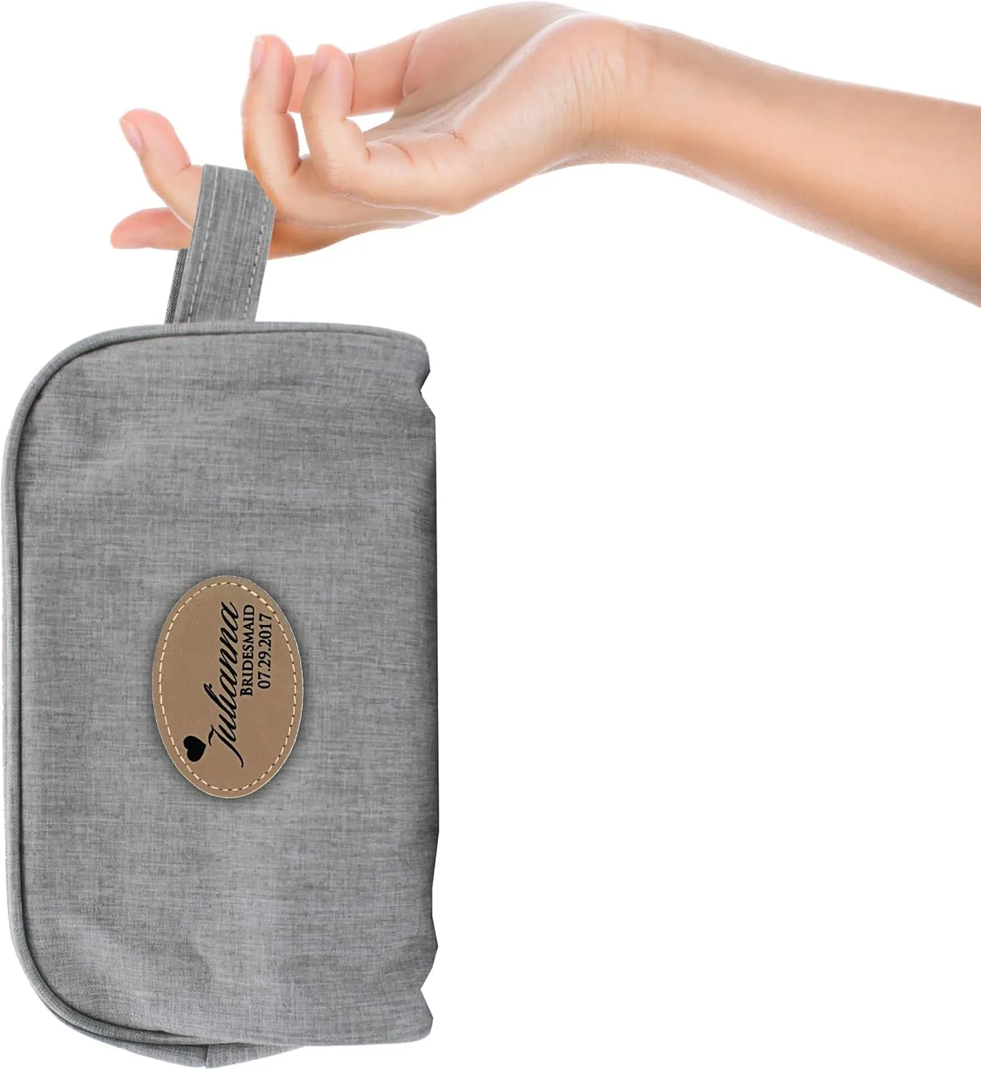 Customized Bridal Travel Toiletry Bags, Personalized Bridesmaid, Groomsmen, Cosmetic, Makeup or Dopp Kit (Grey)