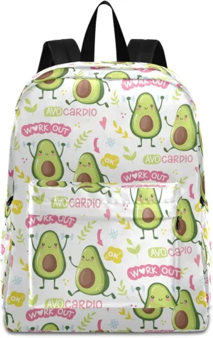 Cute Avocado Leaves Floral Big Travel Laptop Backpack Durable Computer Bag Gift for Men Women School Bookbags Work
