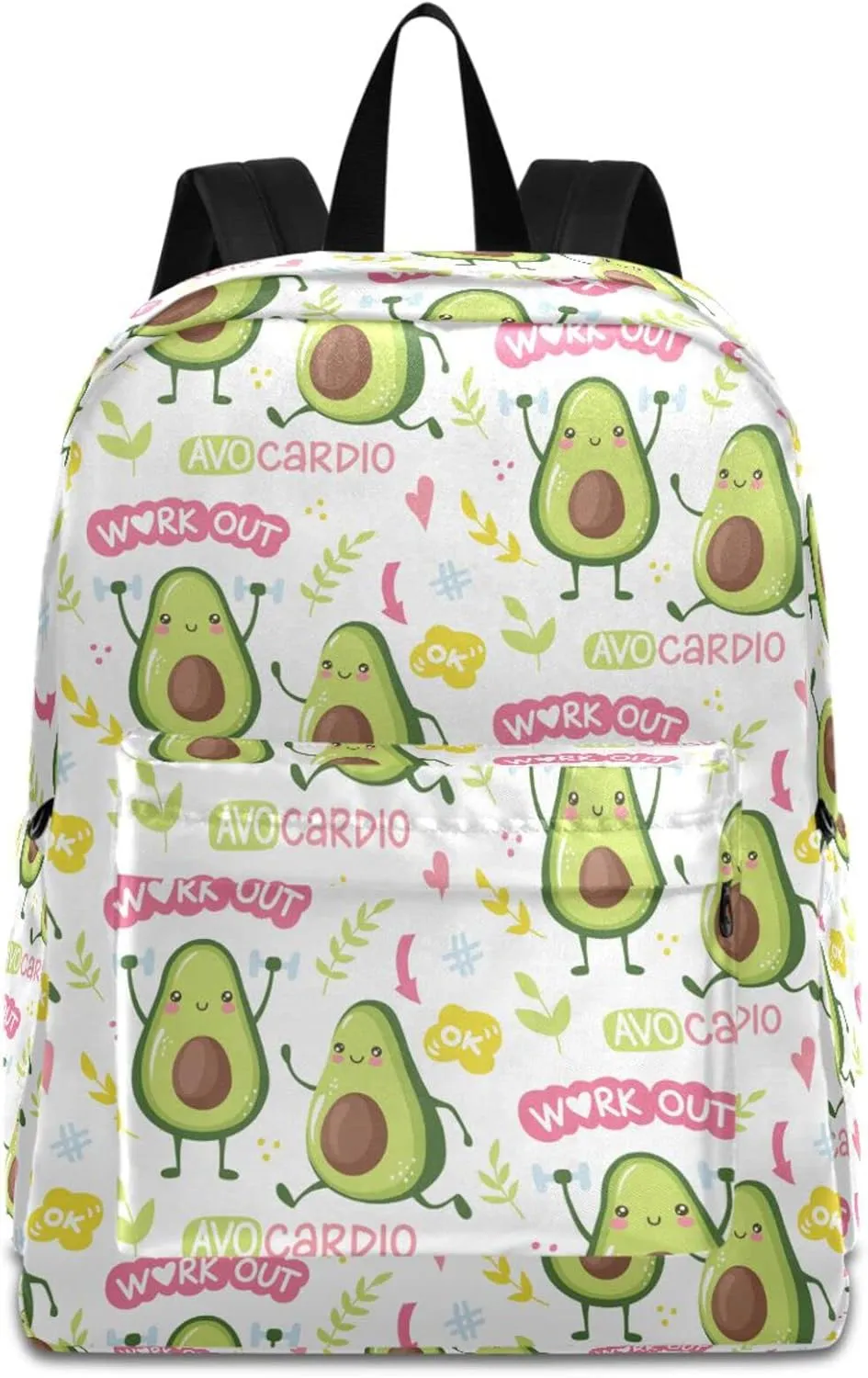 Cute Avocado Leaves Floral Big Travel Laptop Backpack Durable Computer Bag Gift for Men Women School Bookbags Work