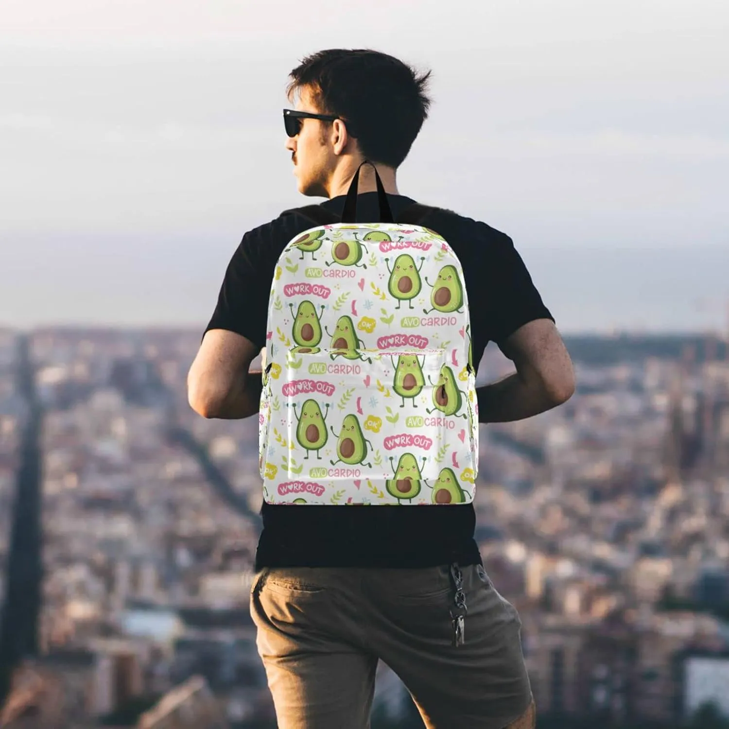 Cute Avocado Leaves Floral Big Travel Laptop Backpack Durable Computer Bag Gift for Men Women School Bookbags Work