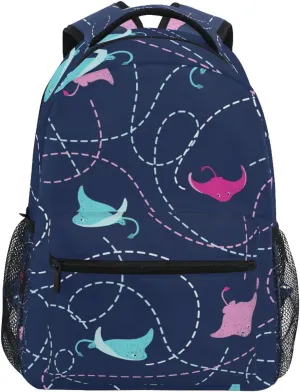 Cute Colorful Stingray Pattern Boys Girls Kids School Backpacks Bookbag, School Bag Travel Backpack Daypack