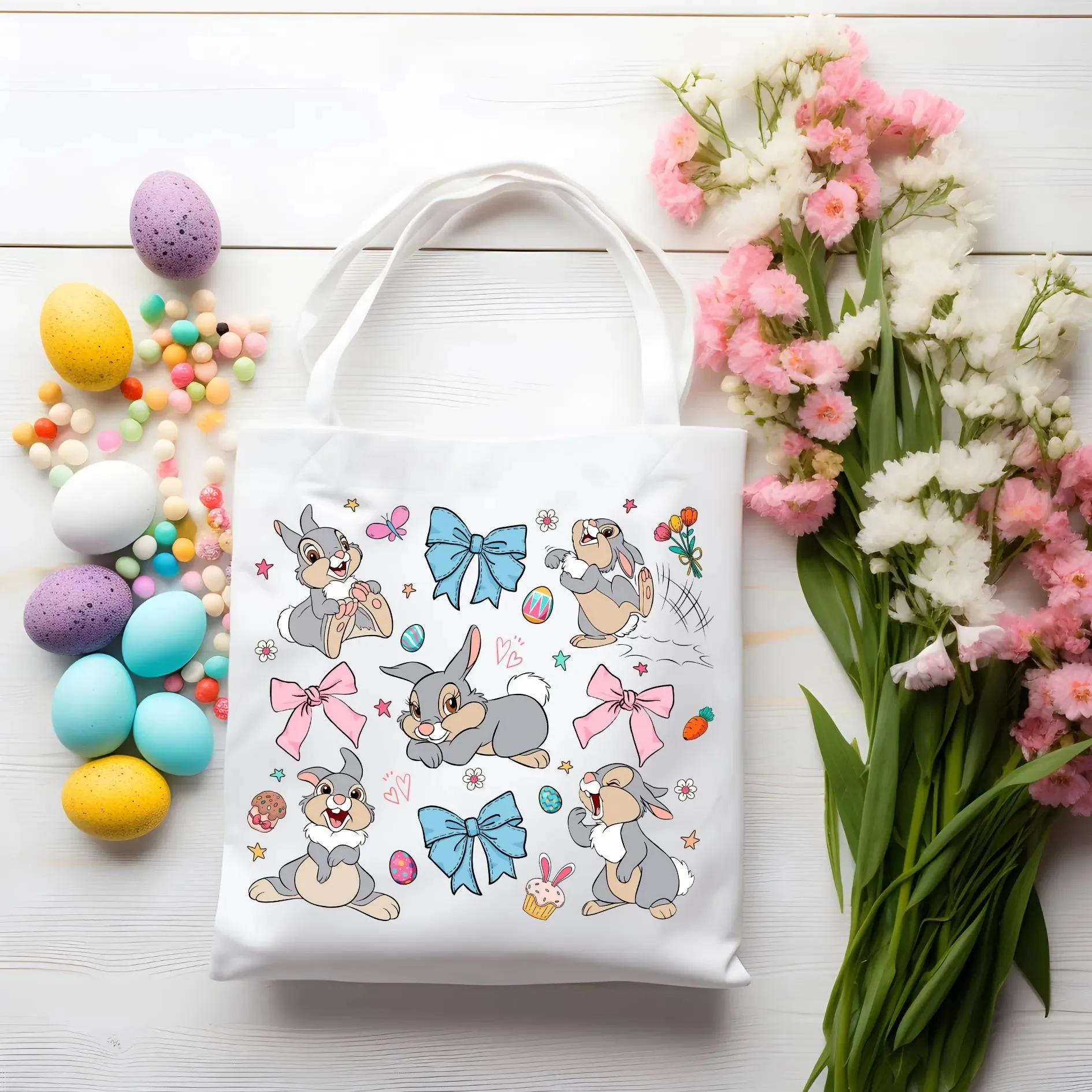 Cute Kids Character Peep Easter Tote Bag