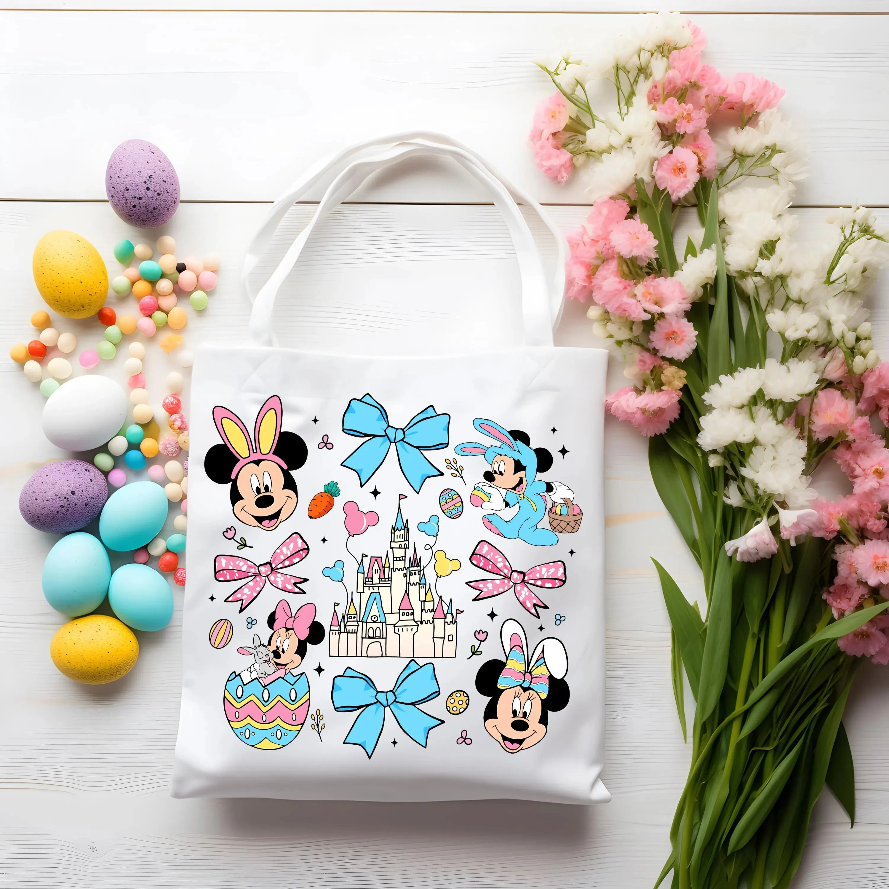 Cute Kids Character Peep Easter Tote Bag