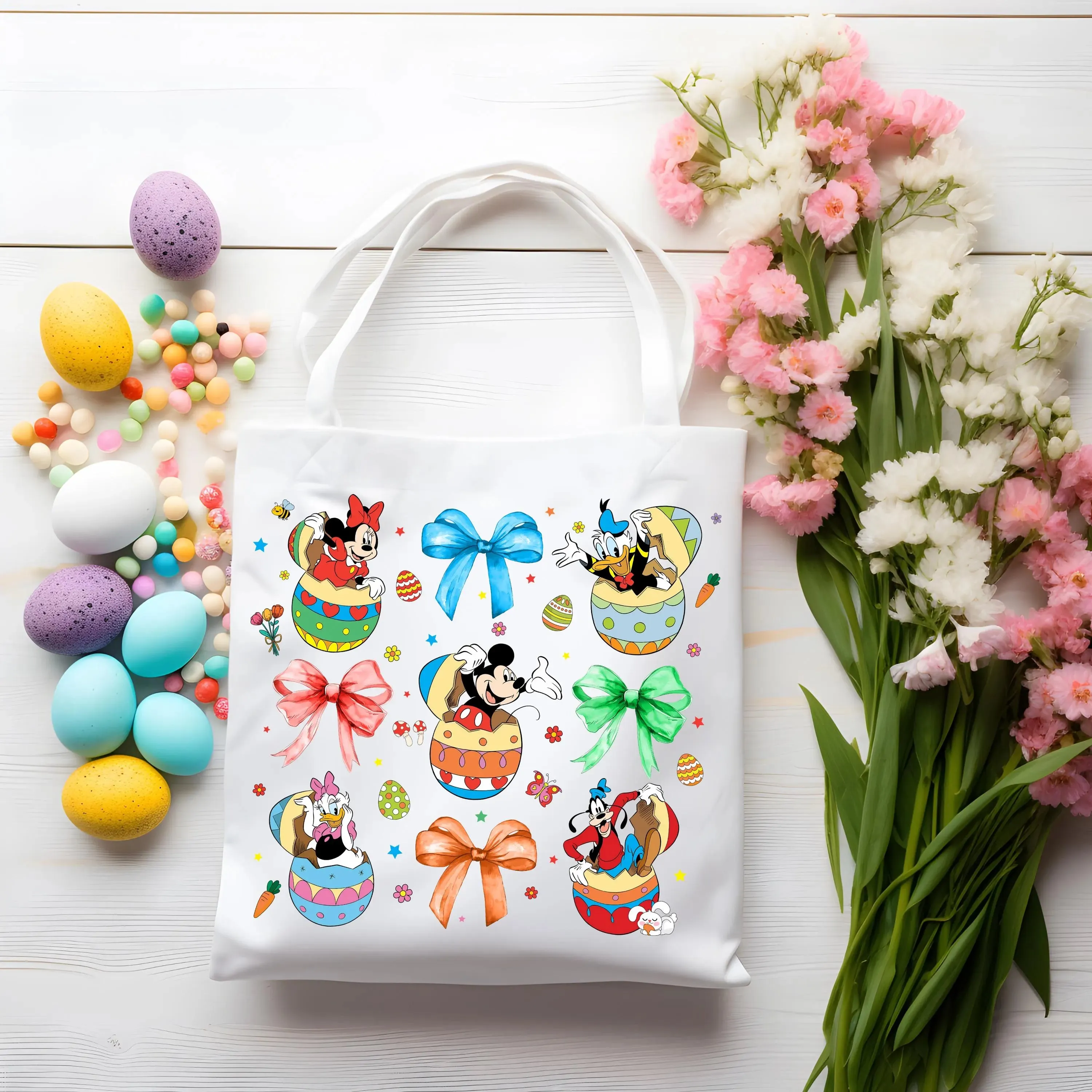 Cute Kids Character Peep Easter Tote Bag