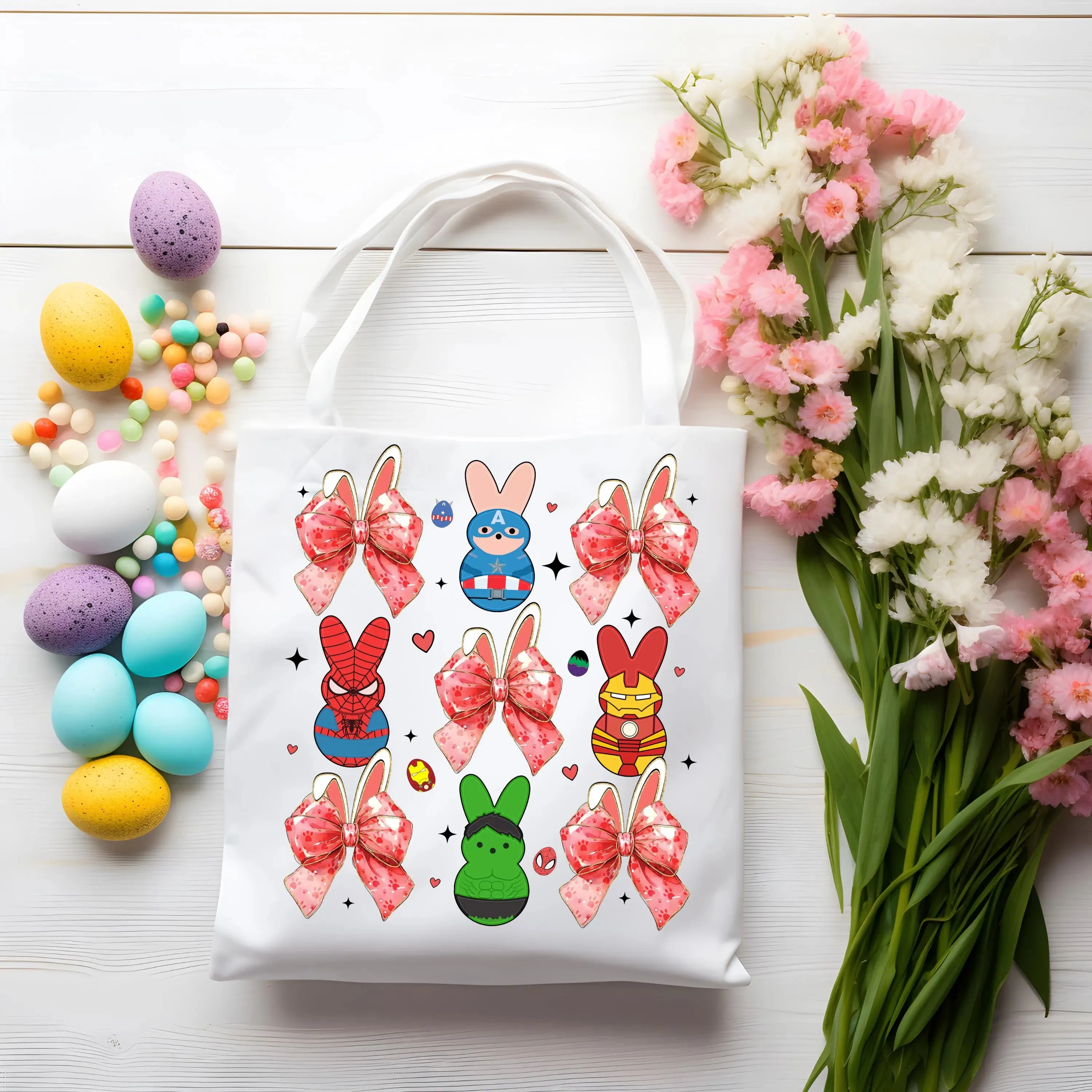Cute Kids Character Peep Easter Tote Bag