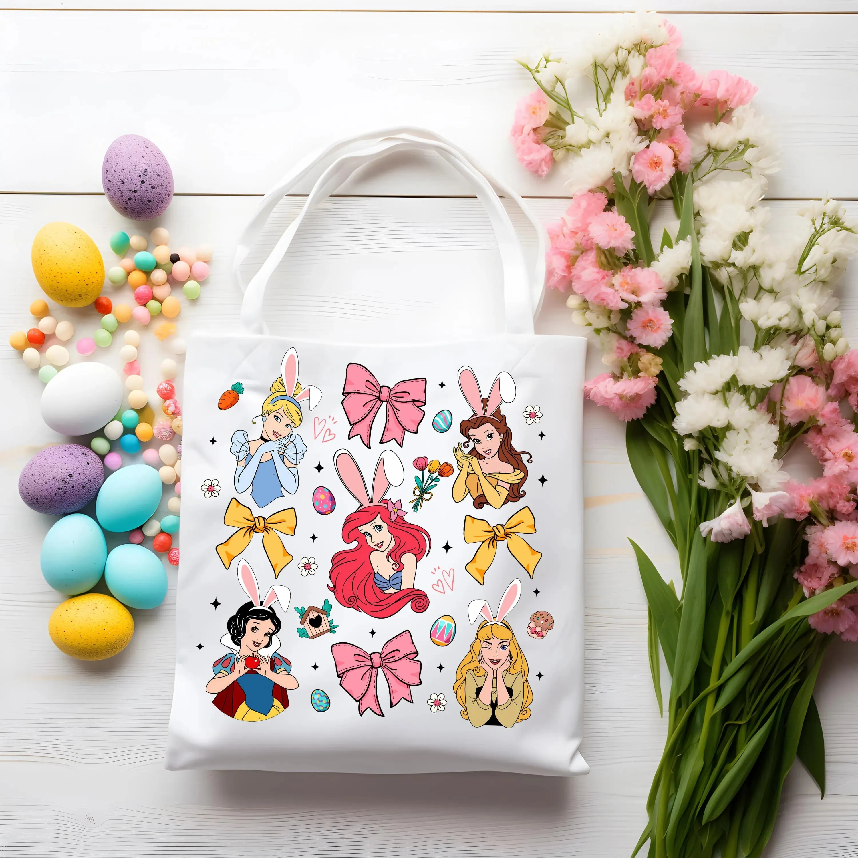 Cute Kids Character Peep Easter Tote Bag